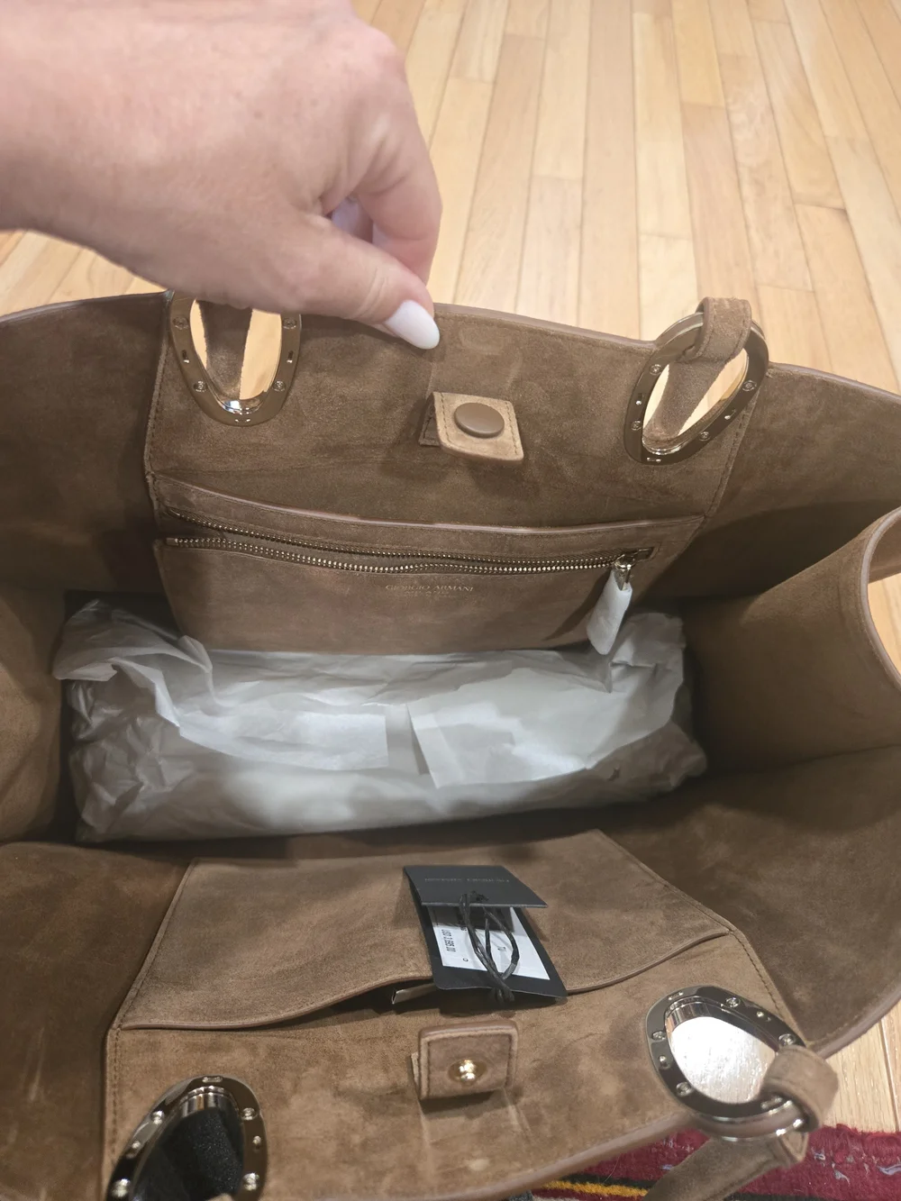 Brown Suede Tote Bag - Giorgio Armani